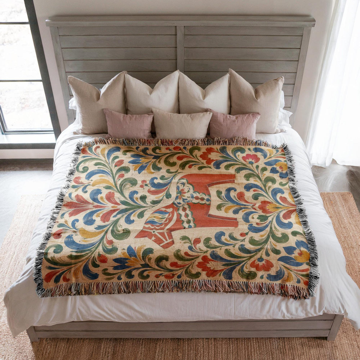 Swedish Dala Horse Woven Blanket