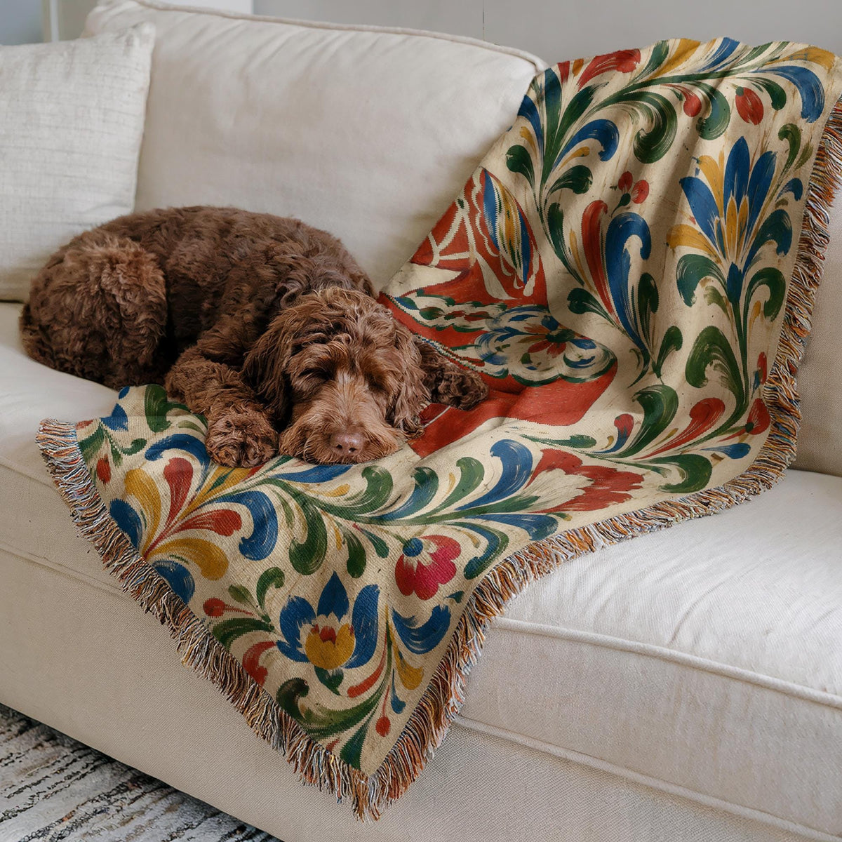 Swedish Dala Horse Woven Blanket