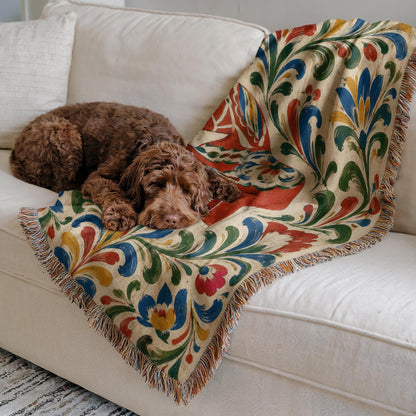 Swedish Dala Horse Woven Blanket