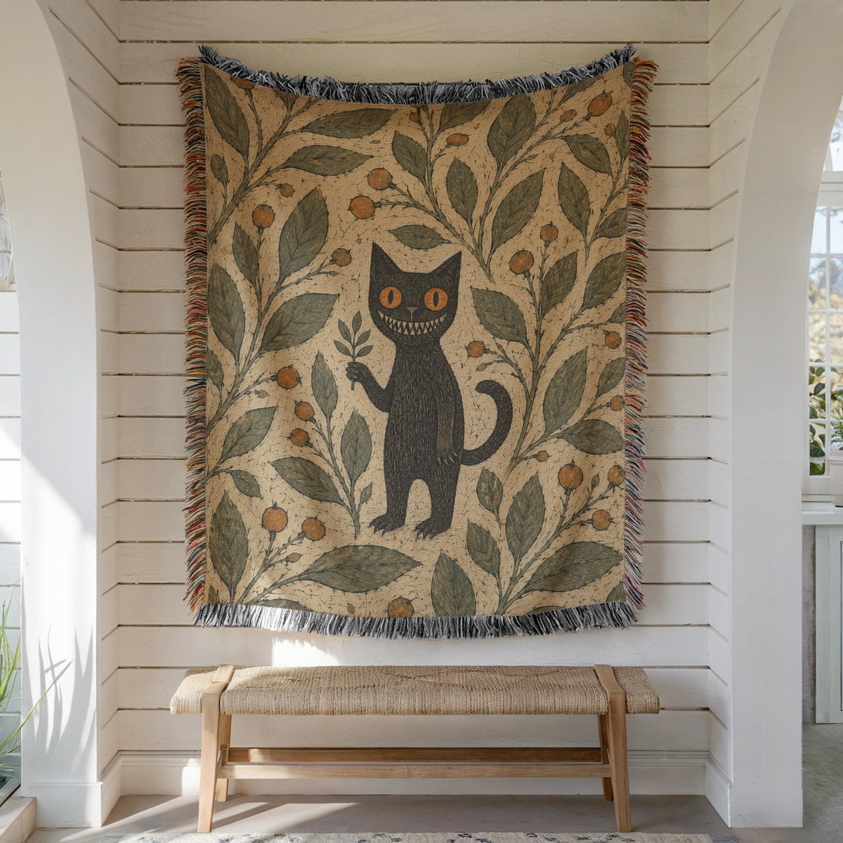 Black Cat Woven Blanket