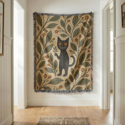 Black Cat Woven Blanket