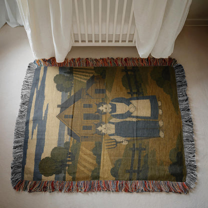 American Gothic Cat Woven Blanket