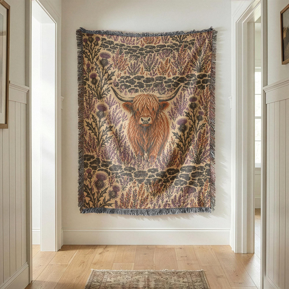 Highland Cow Woven Blanket