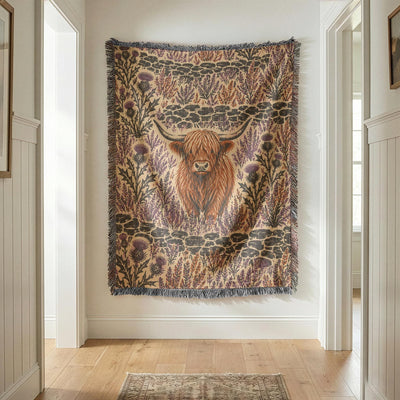 Highland Cow Woven Blanket