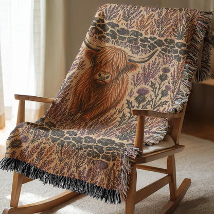 Highland Cow Woven Blanket