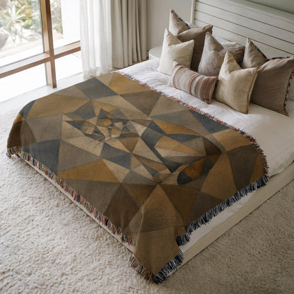 Geometric Cat Woven Blanket