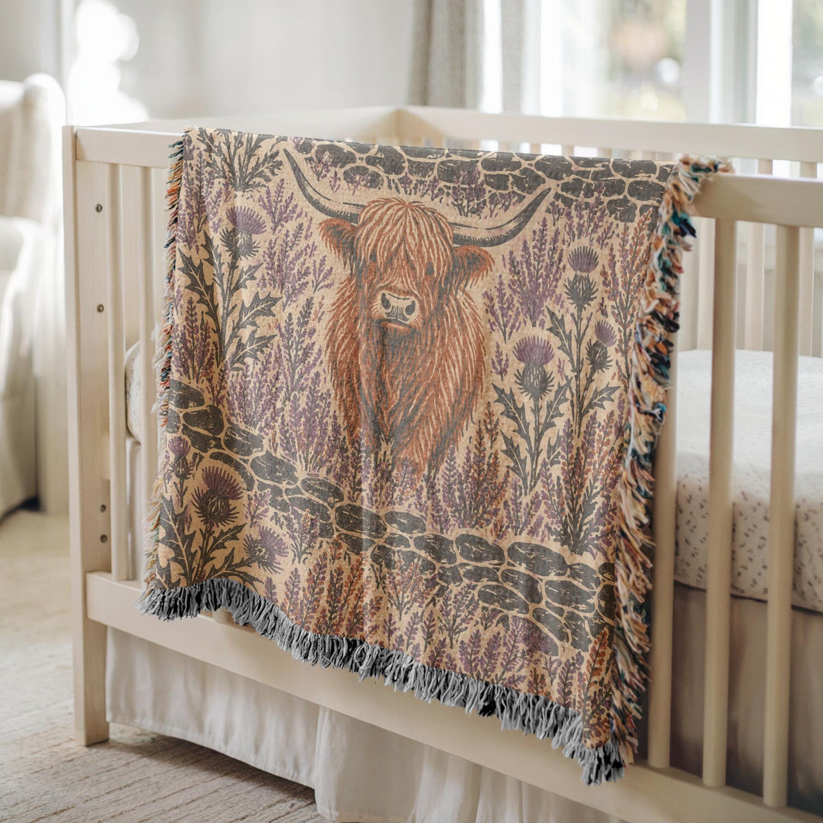 Highland Cow Woven Blanket