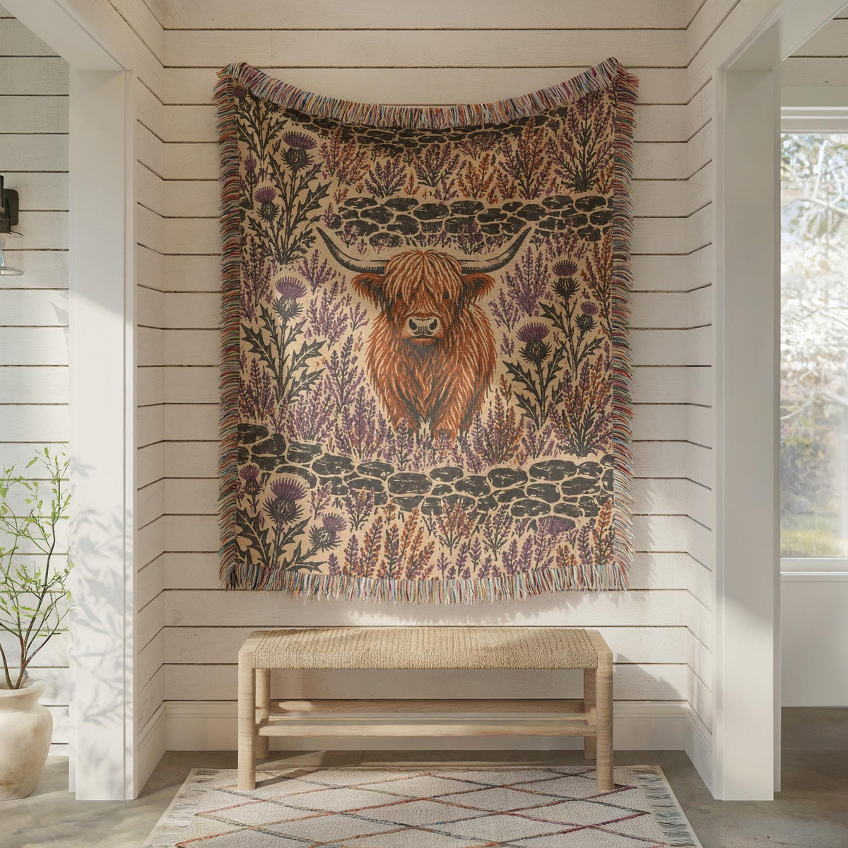 Highland Cow Woven Blanket