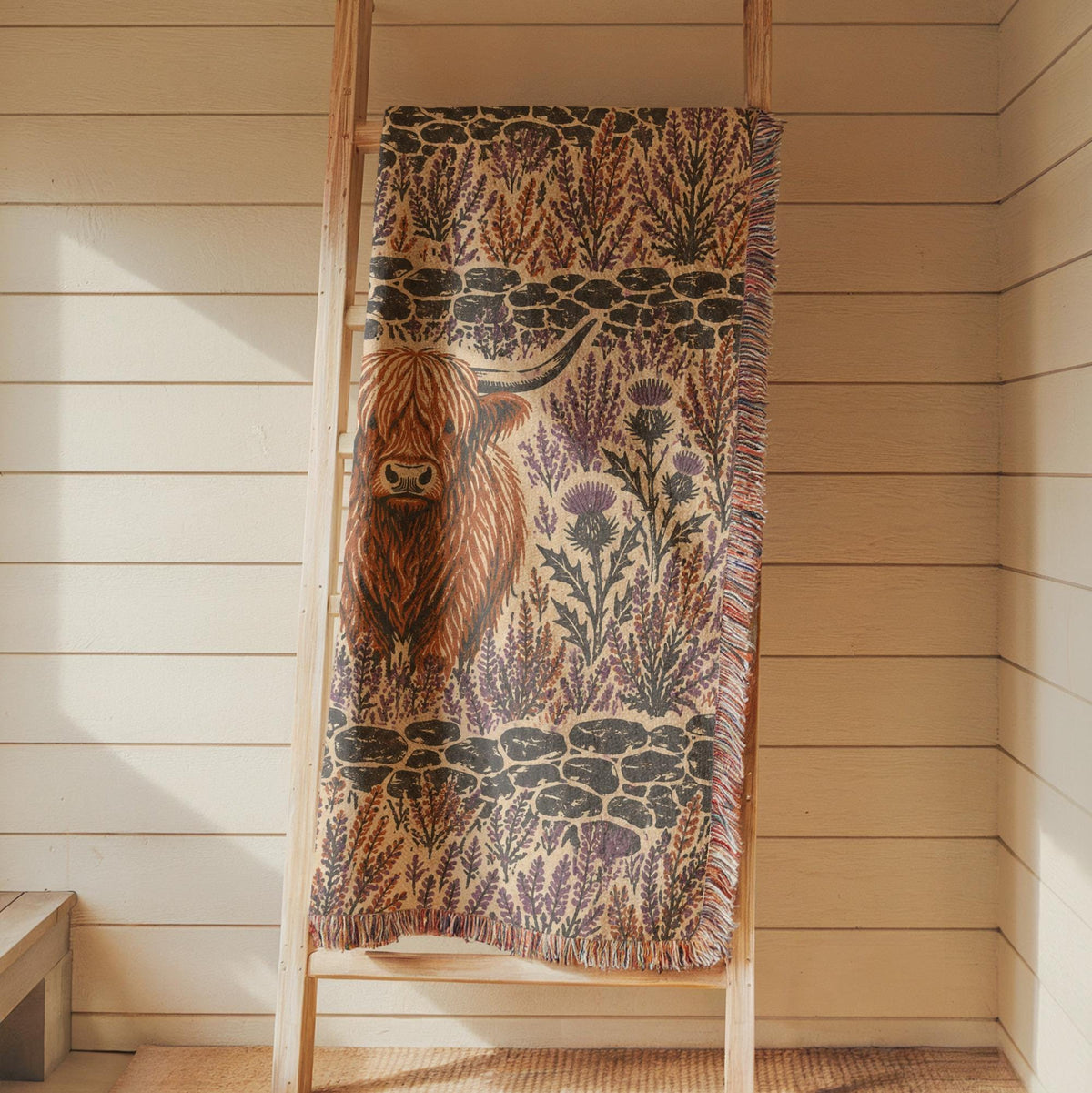 Highland Cow Woven Blanket