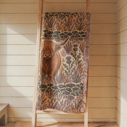 Highland Cow Woven Blanket