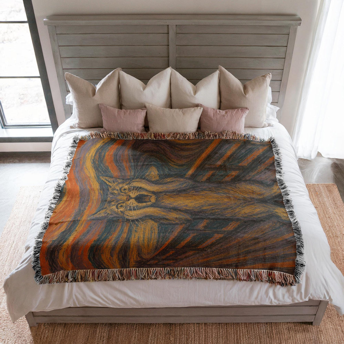 The Scream Cat Woven Blanket