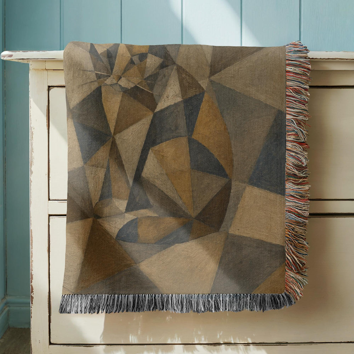 Geometric Cat Woven Blanket