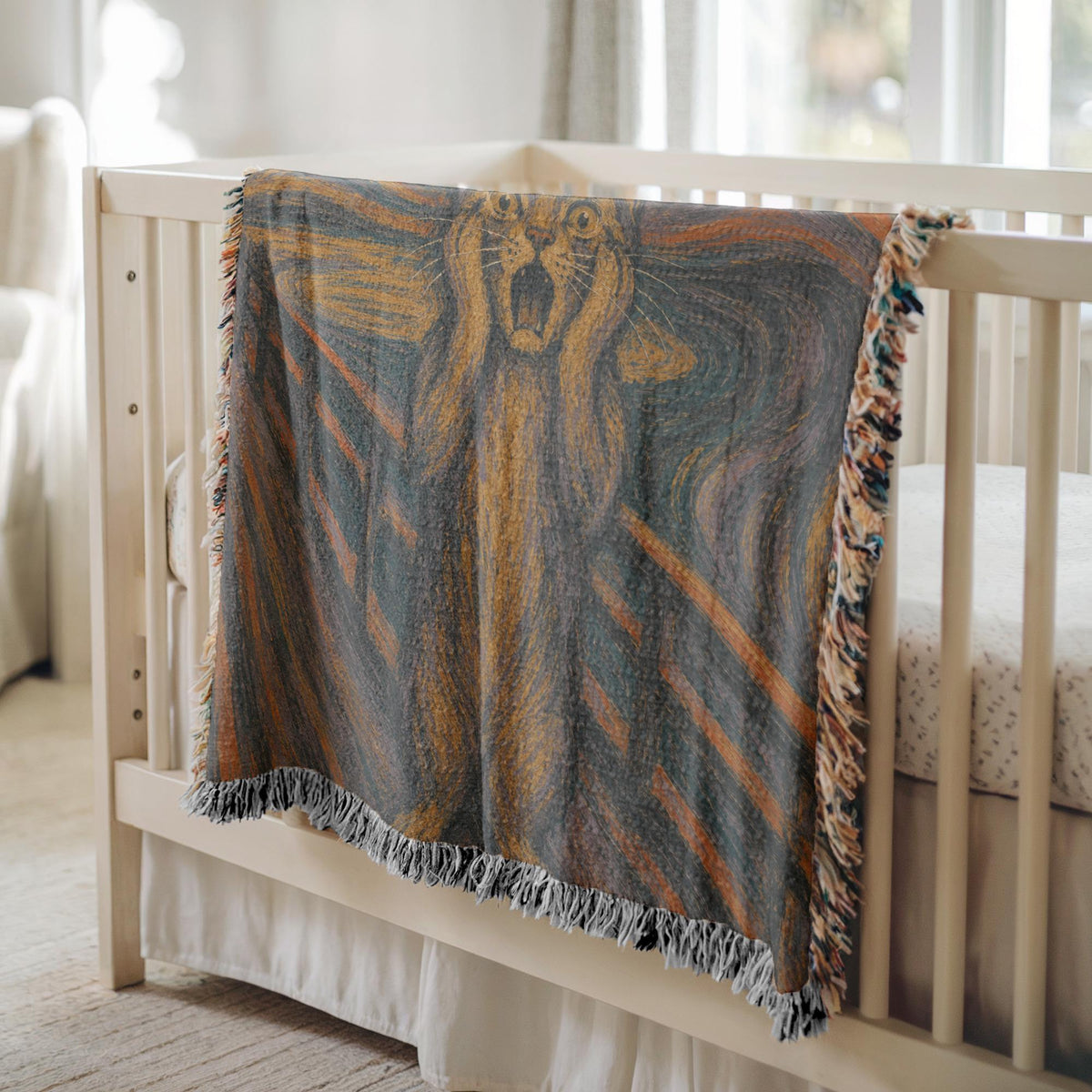 The Scream Cat Woven Blanket