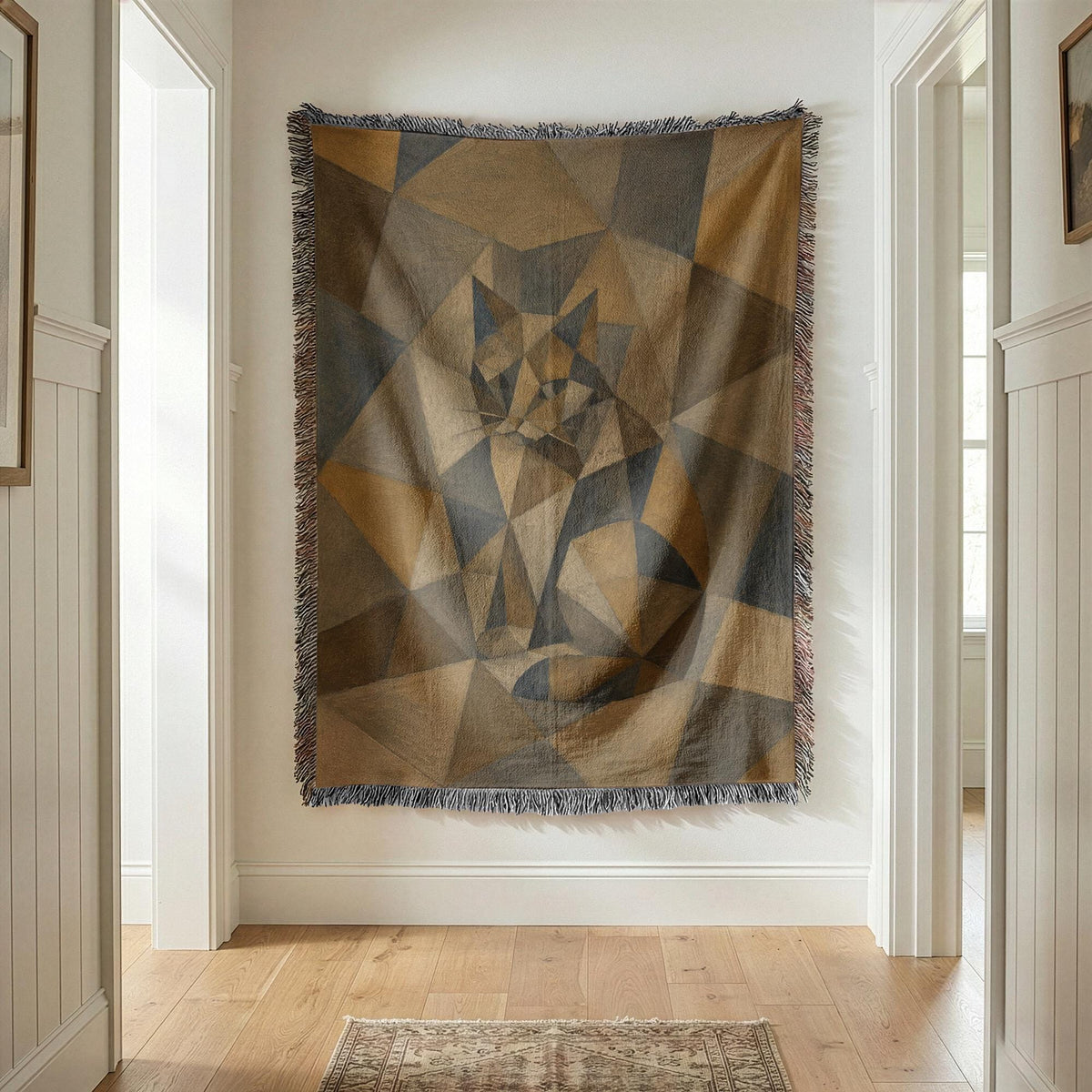Geometric Cat Woven Blanket