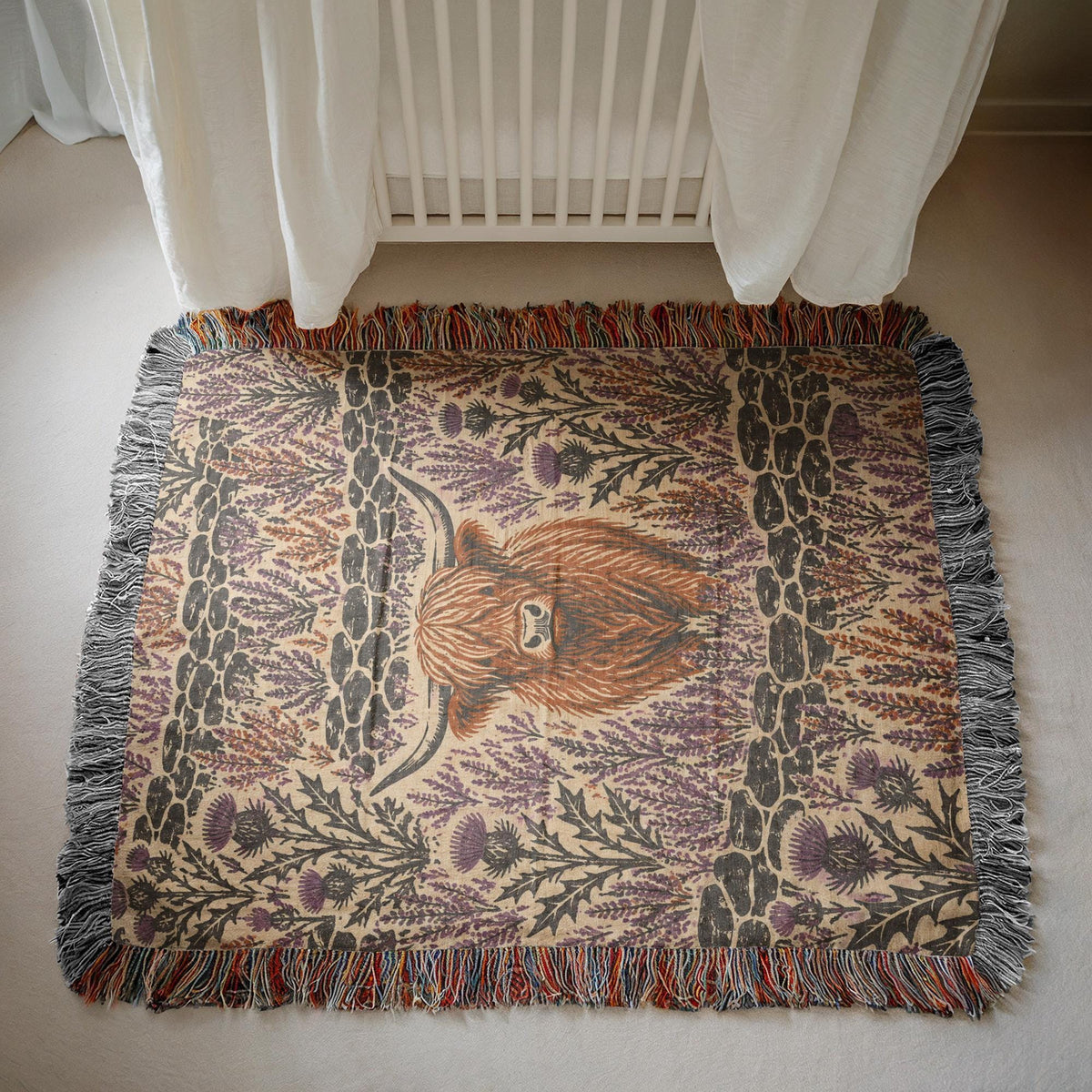 Highland Cow Woven Blanket