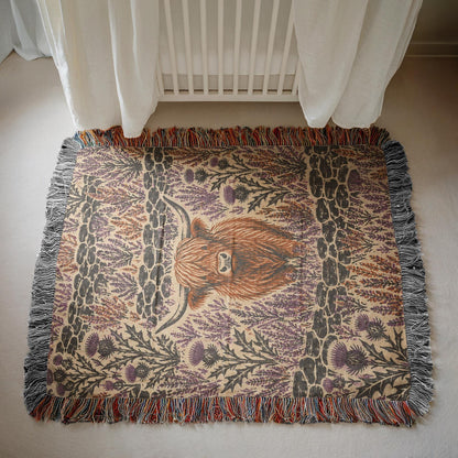 Highland Cow Woven Blanket