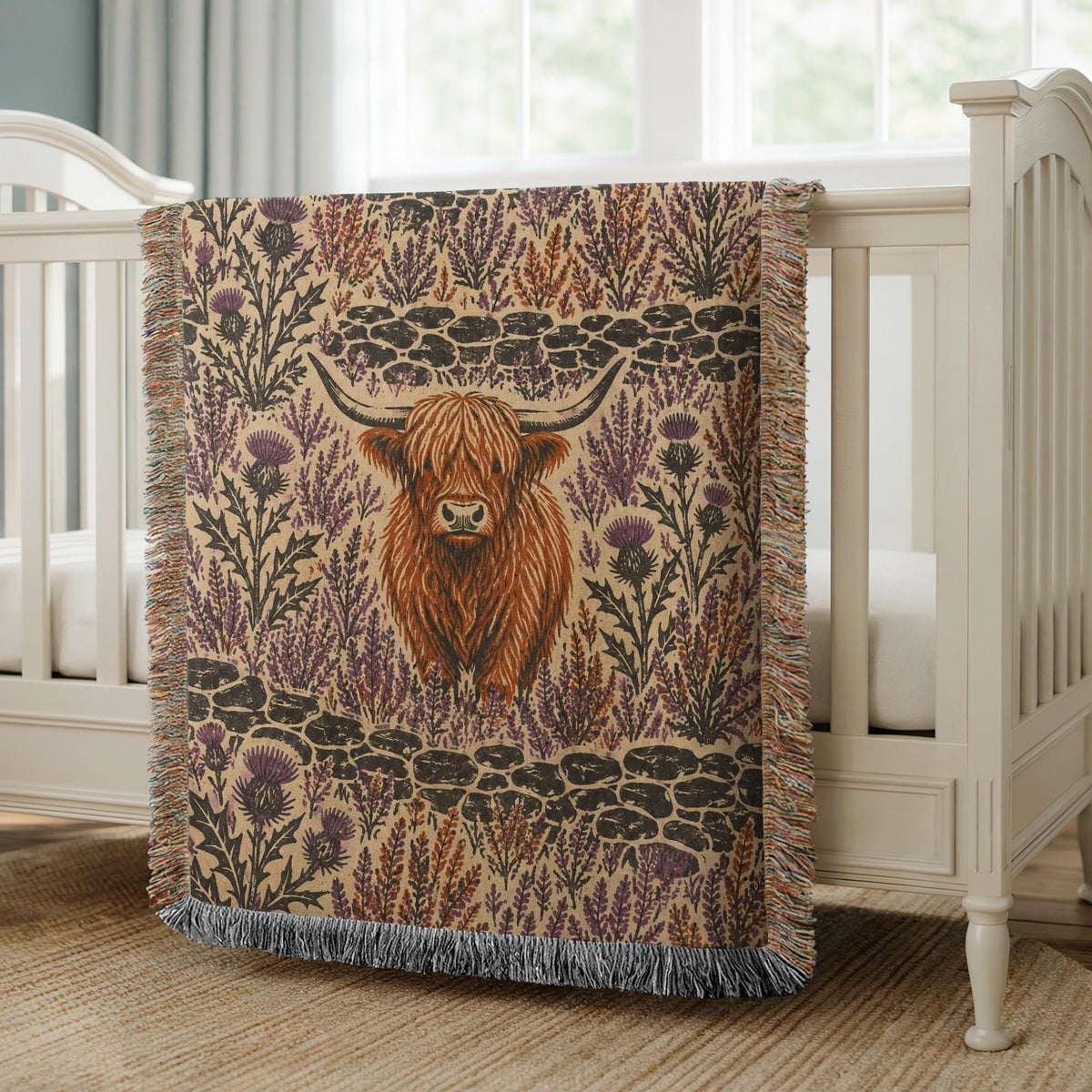 Highland Cow Woven Blanket