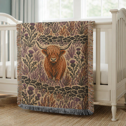 Highland Cow Woven Blanket