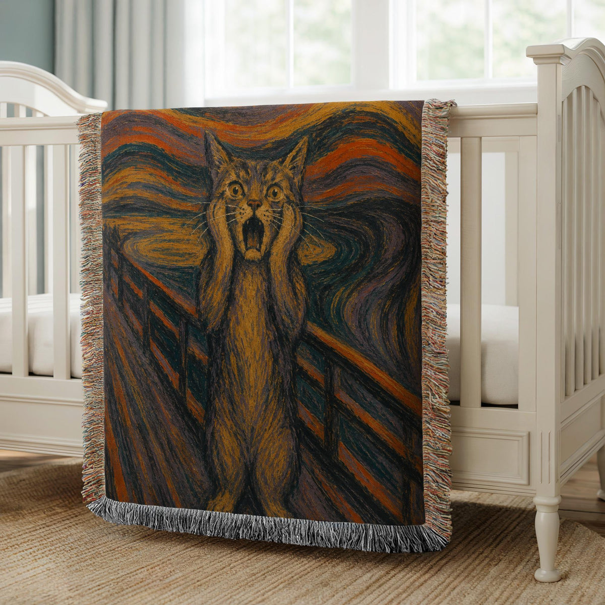 The Scream Cat Woven Blanket
