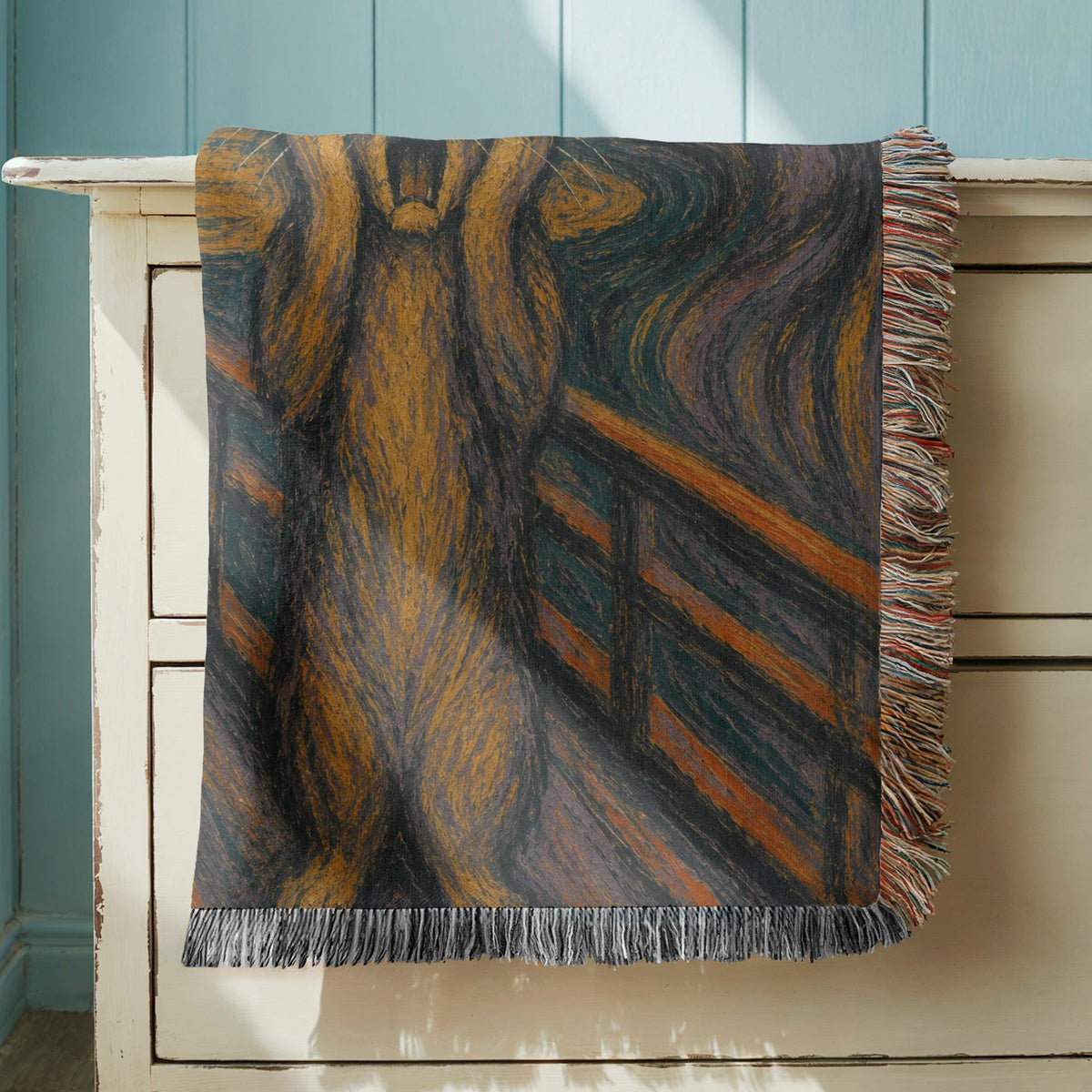 The Scream Cat Woven Blanket