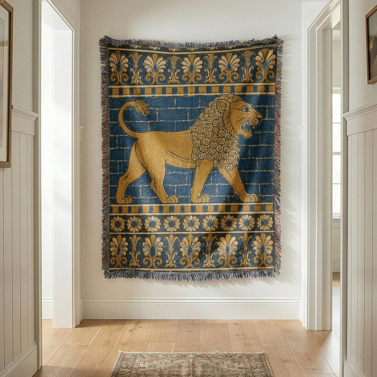 Babylonian Lion Woven Blanket