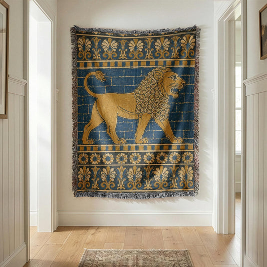 Babylonian Lion Woven Blanket