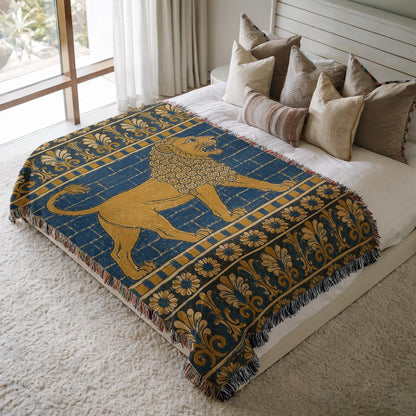 Babylonian Lion Woven Blanket