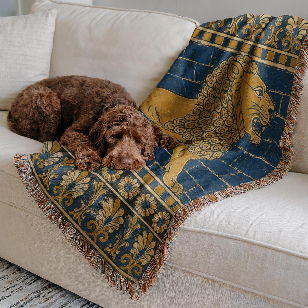 Babylonian Lion Woven Blanket