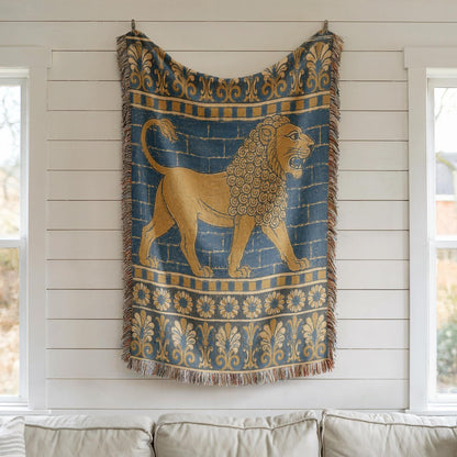 Babylonian Lion Woven Blanket
