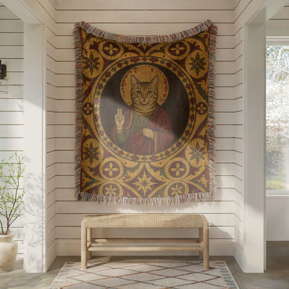 Saint Cat Woven Blanket