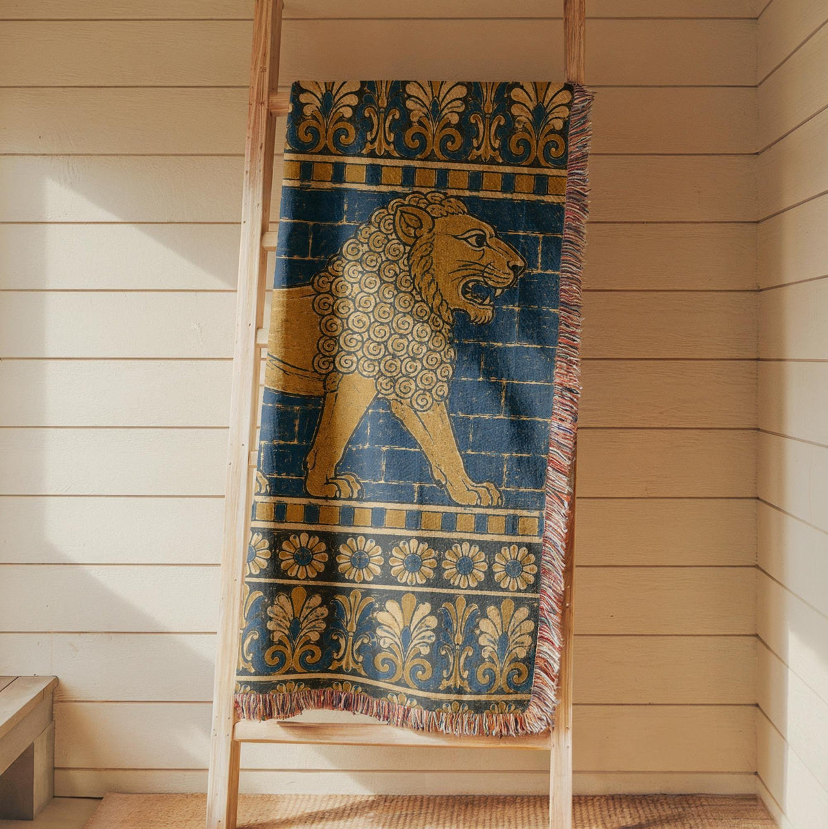 Babylonian Lion Woven Blanket