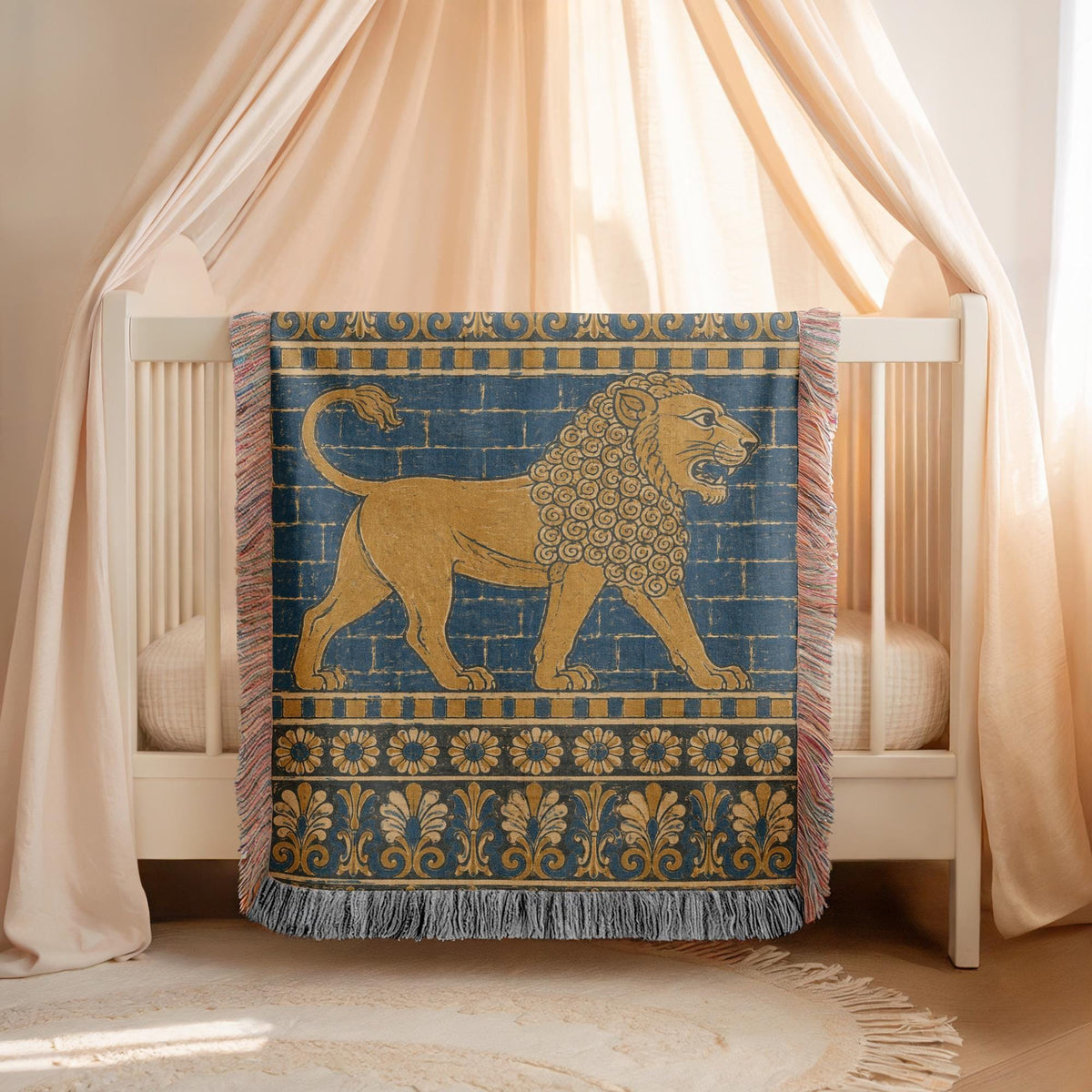 Babylonian Lion Woven Blanket