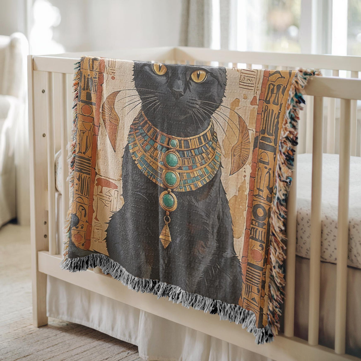 Ancient Egyptian Cat Woven Blanket
