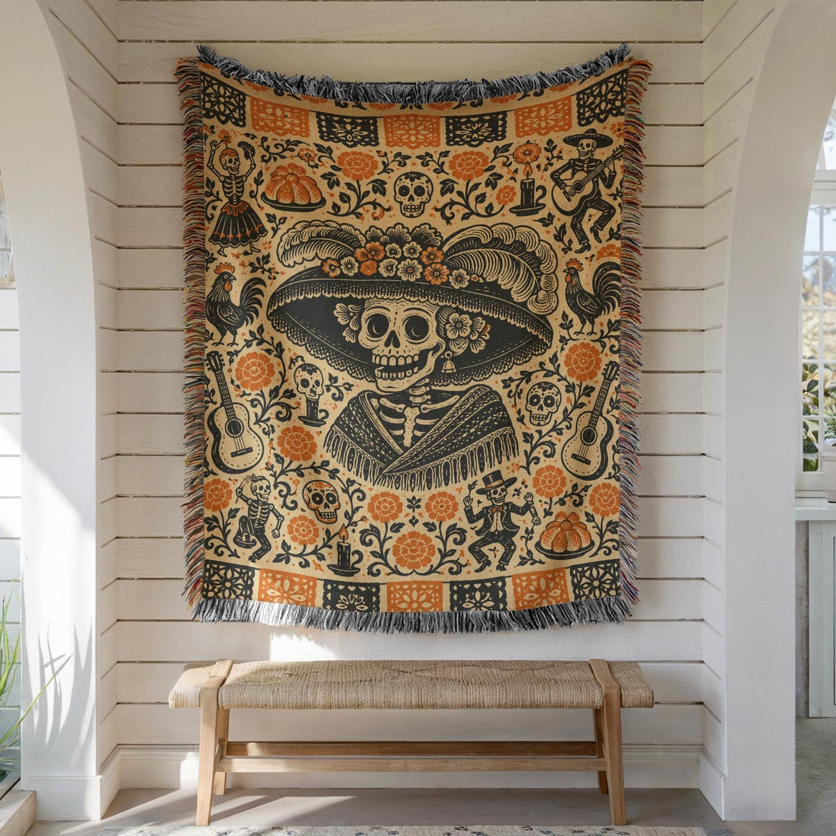 Day of the Dead Woven Blanket