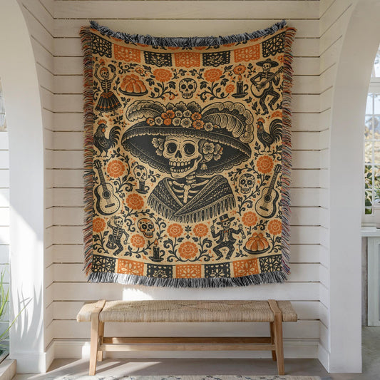 Day of the Dead Woven Blanket