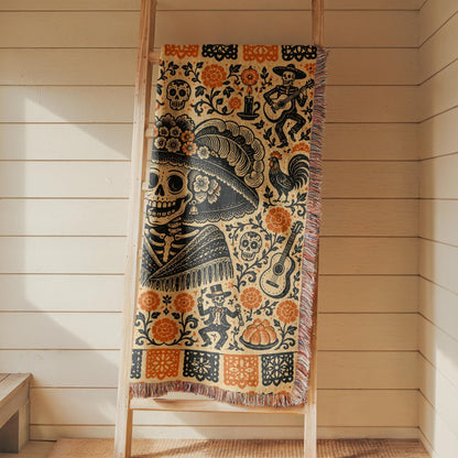 Day of the Dead Woven Blanket