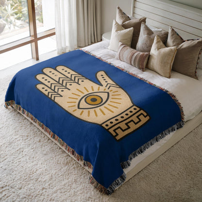 Hamsa Hand Woven Blanket