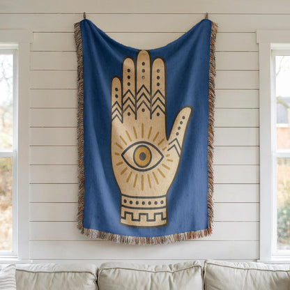 Hamsa Hand Woven Blanket