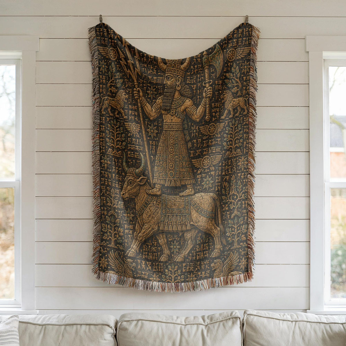 Mesopotamian Storm God Woven Blanket