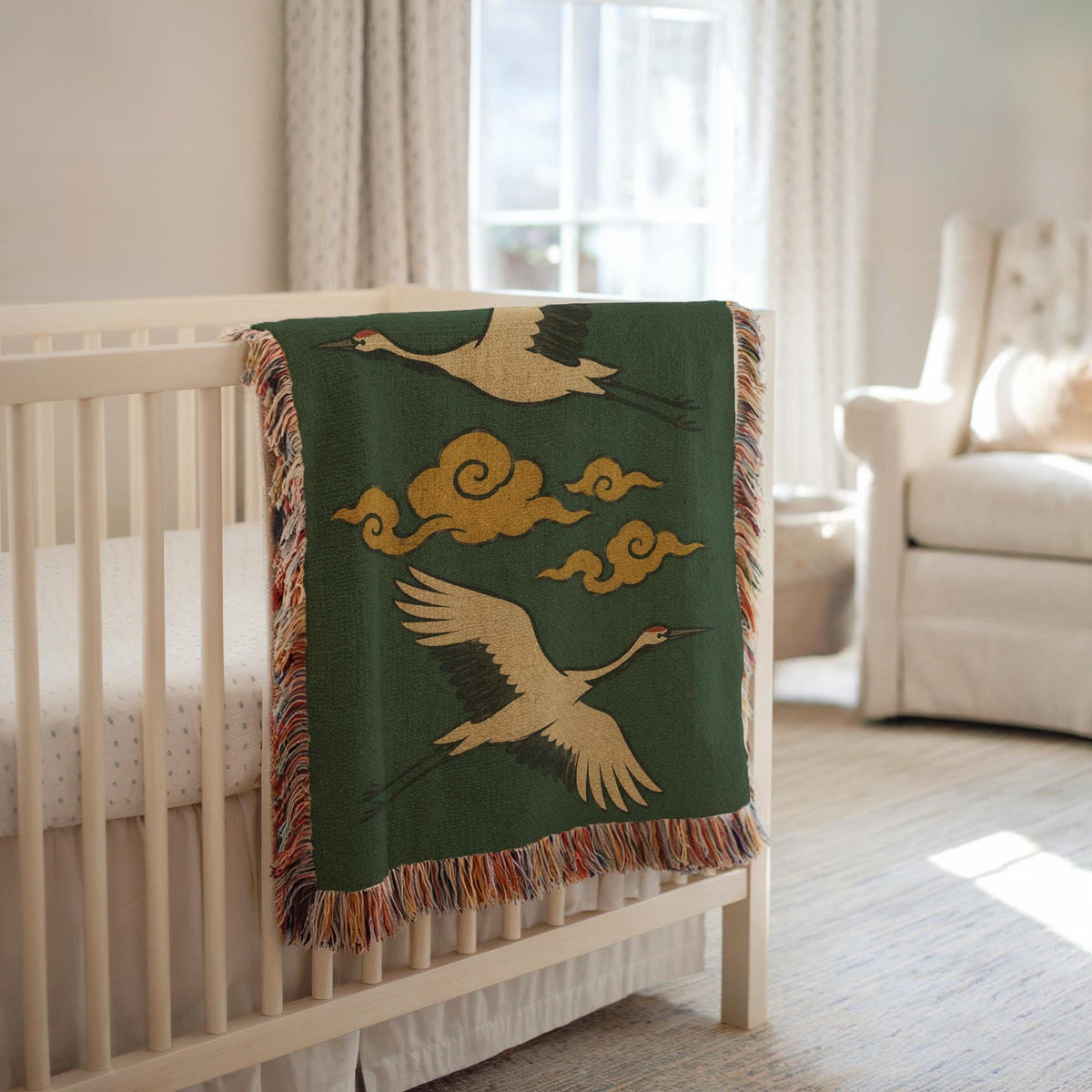 Flying Crane Woven Blanket