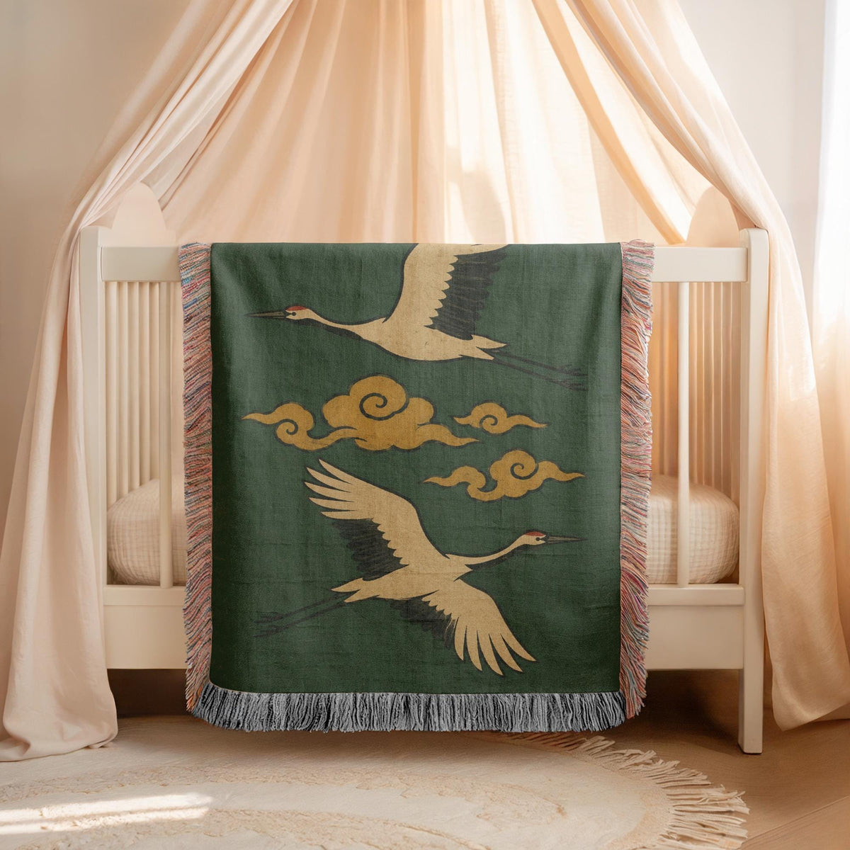 Flying Crane Woven Blanket