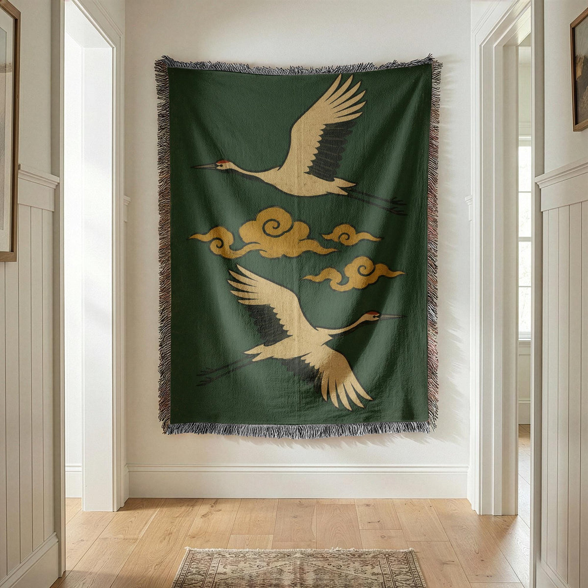 Flying Crane Woven Blanket