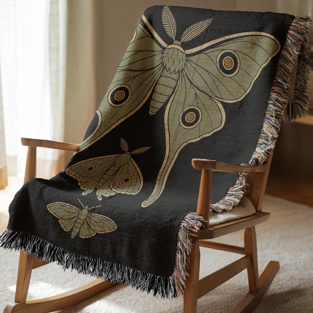 Luna Moth Woven Blanket