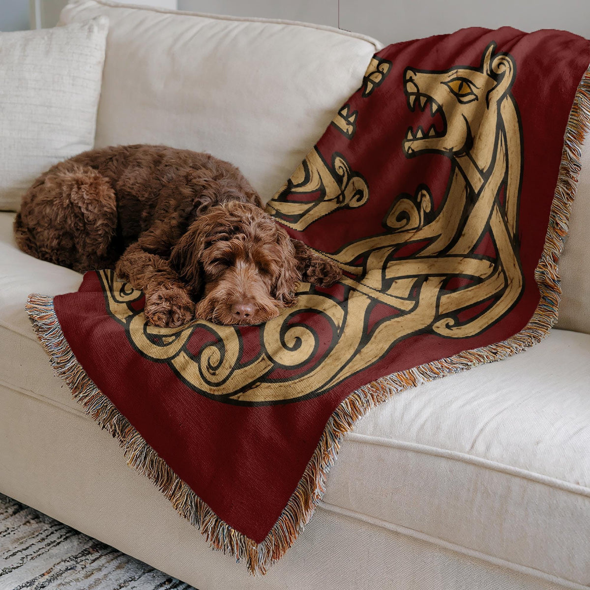 Viking Wolf Woven Blanket