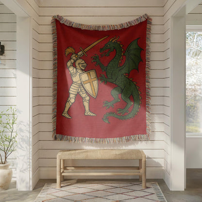 Knight Dragon Woven Blanket