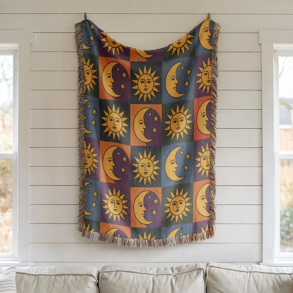 Sun and Moon Woven Blanket