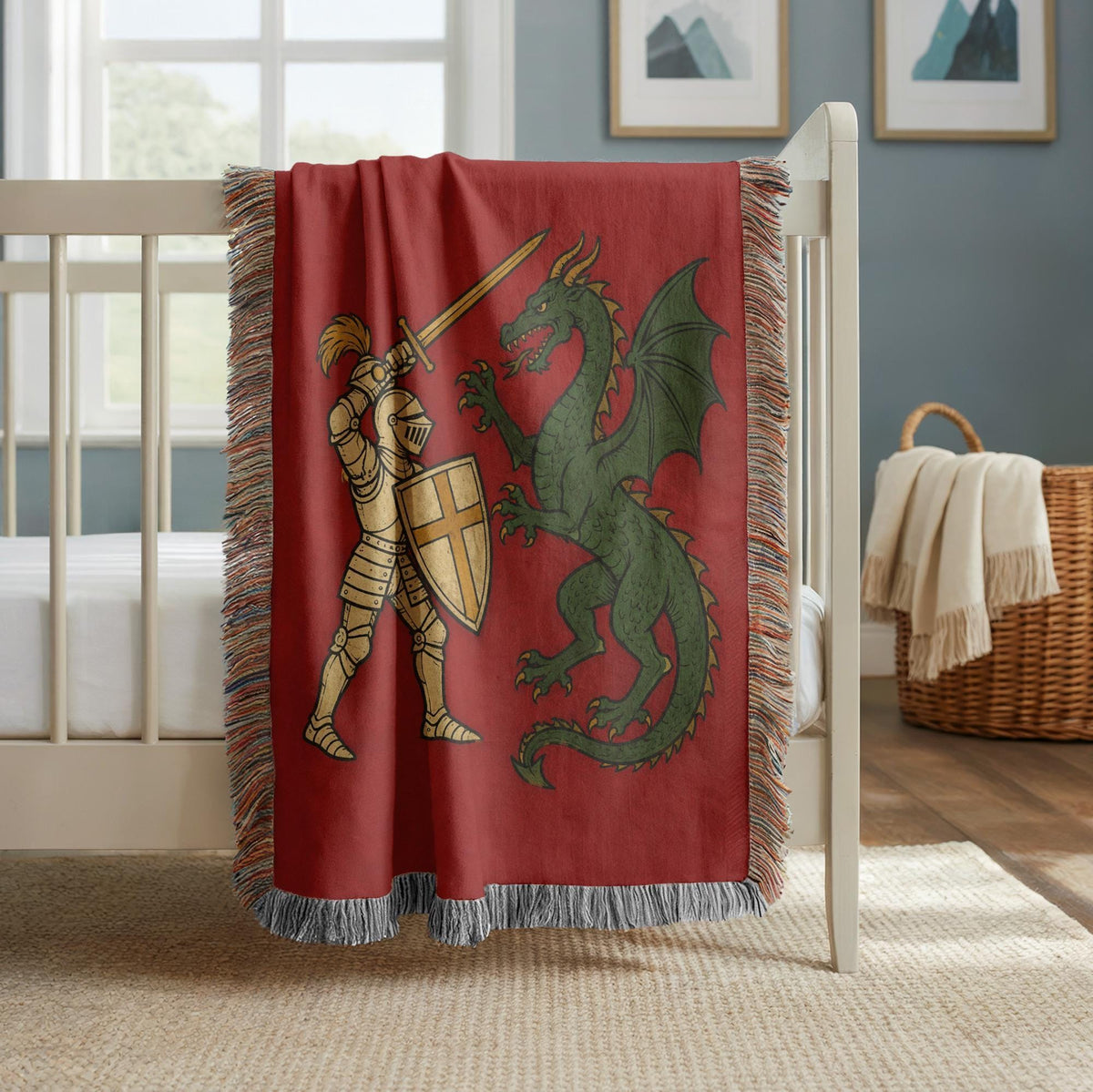 Knight Dragon Woven Blanket