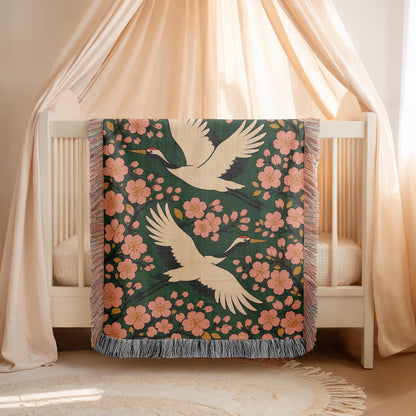 Japanese Crane Woven Blanket