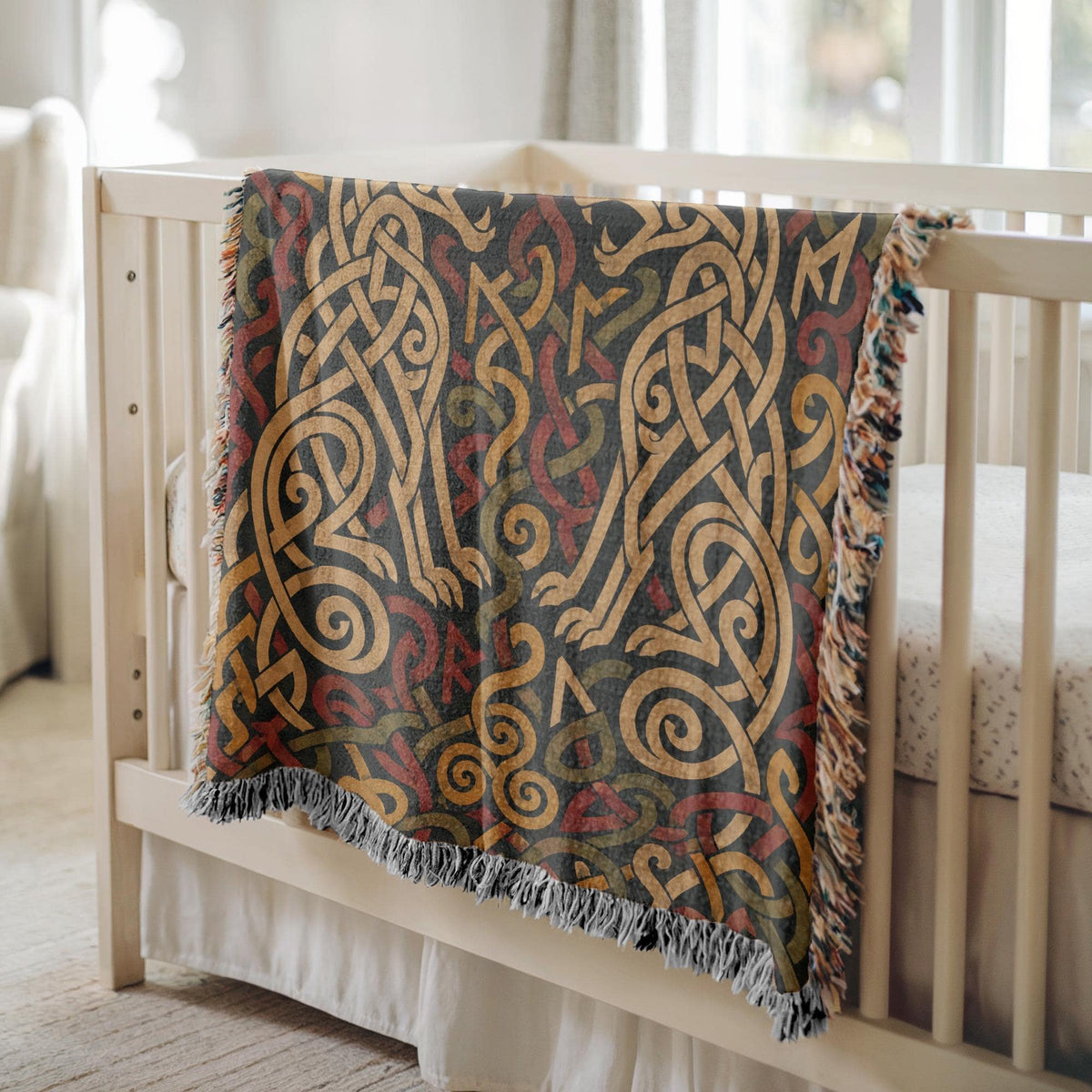Viking Wolf Woven Blanket