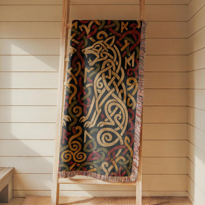 Viking Wolf Woven Blanket